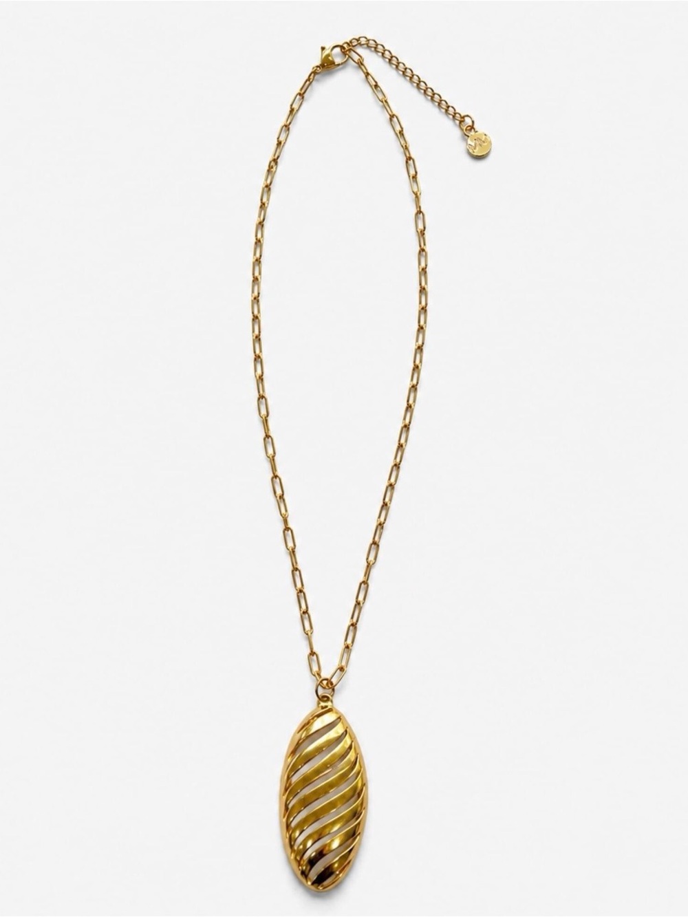 Mayamar open oval statement necklace 24k w/ paper clip chain